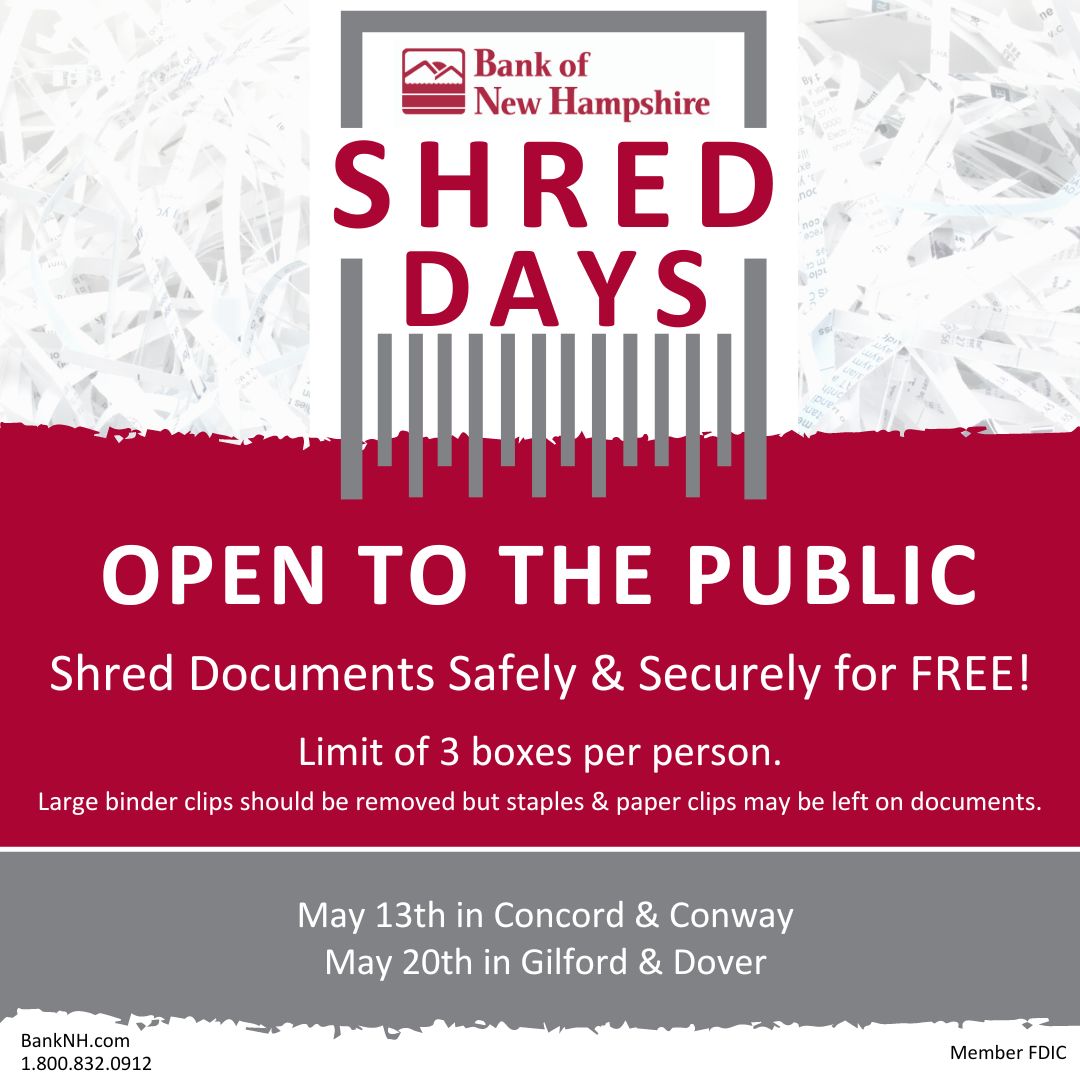 Free Shredding Days To Be Hosted By Bank Of New Hampshire Bank Of New